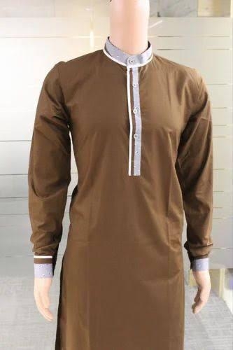 Cotton Knee Long Brown Kurta